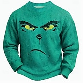 abordables suéteres feos de los hombres-Suéter navideño feo, divertido, para hombre, jersey tejido, térmico, para fiesta, noche, nochevieja, manga larga, cuello redondo, otoño, invierno, primavera, verde hierba, jade, tallas S, M, L