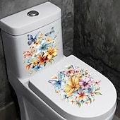 olcso 3D falmatricák-pvc virág pillangó wc burkolat wc tartály dekorációs matricák, vízálló öntapadós levehető fürdőszoba falmatricák, modern lakberendezés