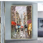 billige Landskapsmalerier-bymaling håndmalt gatelandskap maleri impresjonismemaling bykunstmaling håndmalt urban veggkunst oljemaleri håndmalt moderne bymaleri veggkunst dekor