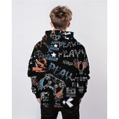 billiga Pojkens 3D Sporter &amp; Spel-Pojkar 3D Grafisk Spel Huvtröja Långärmad Vår Höst Mode Streetwear Barn 4-12 år Huva Utomhus Ledigt Dagligen Normal