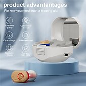 ieftine Protecţie individuală-mini aparate auditive portabile tws compartiment de încărcare aparate auditive invizibile în ureche de rezistență lungă audiphone încărcare magnetică asistată amplificator de sunet pentru o persoană în vârstă