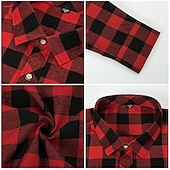 economico camicie di flanella-Per uomo Camicia Camicia di flanella Sovracamicia A quadri Natale Esterno Bianco Rosso Blu marino scuro Verde Manica lunga Inverno Primavera &amp; Autunno Abbigliamento