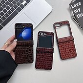 お買い得  サムスン用ケース-電話 ケース 用途 Zフリップ6 Z Flip 5 Z Flip 4 Z Flip 3 バックカバー 耐衝撃 レトロ風 TPU PUレザー