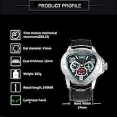 cheap Mechanical Watches-Jargar Top Brand Automatic Mechanical Men Army Triangle Calendar 24 hour Dial Real Leather Sport Wrist Watch