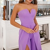 preiswerte Partykleid-Jumpsuits Party Kleider Party Kleid Formelles Bodenlang Ärmellos Strapless Chiffon mit Schlitz