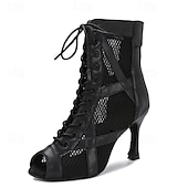 baratos Botas de dança-Mulheres Botas de Dança Profissional Botas sexy Moda Botas zíper Com Cadarço Adulto Preto