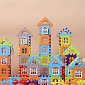 cheap Building Toys-100pcs House Assembly Building Blocks Large Size Creative Square Block Building Blocks Basic Assembly Building Blocks Educational DIY Assembly Toys Birthday Gifts Christmas Halloween Gift