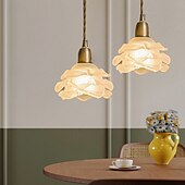tanie Światła wiszące-oświetlenie sufitowe retro kwiat styl szklany wiszący klosz lampy biały szklany minimalistyczny kwiat sufit wiszący lampa oprawa