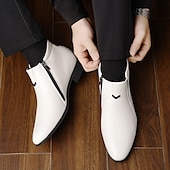 tanie Ubierz buty-męskie botki ze skóry ekologicznej z zamkiem błyskawicznym z boku - eleganckie, formalne buty do biura i na specjalne okazje