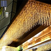 cheap Solar String Lights-10M 400Leds Solar Icecle Curtain String Lights Christmas Outdoor Courtyard Garden Eaves Fence Stairs Festive Atmosphere Decorative Light String