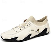 economico Sneakers da uomo-sneakers casual slip-on da uomo in pelle con caviglia in maglia a rete e suola flessibile - ideali per l&#039;uso quotidiano e le attività all&#039;aperto