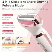 economico Rasatura e depilazione-Rasoio elettrico senza fili 4 in 1, set di rifinitura portatile ricaricabile, rasoio indolore per tutto il corpo, set di rasatura per sopracciglia, naso, viso, bikini, gambe e ascelle