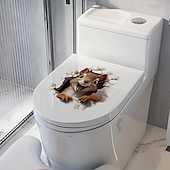Χαμηλού Κόστους 3D Αυτοκόλλητα Τοίχου-αξιολάτρευτο 3d αυτοκόλλητο τουαλέτας σκίουρος, δημιουργικό αδιάβροχο αυτοκόλλητο μπάνιου, εύκολο στην εφαρμογή πλαστικό κάλυμμα καπακιού τουαλέτας χωρίς ηλεκτρικό ρεύμα