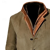 levne Faux semišové bundy-Pánské Rüzgarlık Bunda z umělého semiše Westernová kožená bunda Denní Dovolená Zahřívací Fleece límec Bez fleece podšívky Podzim zima Bez vzoru Módní Šik ven Kapuce Standardní Hnědá Khaki Šedá Saka