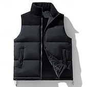 tanie Kamizelki-Męskie Kamizelka Rozdymkowa Kamizelka Pikowana kamizelka Codzienny Randka Urlop Moda Codzienny Jesień i zima Kieszeń Poliester Zatrzymujący ciepło Wygodny Jednokolorowe Zamek błyskawiczny Kołnierz