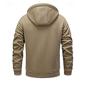 baratos Moletom com capuz de lã-Homens Full Zip Hoodie Moletom com zíper Fuzzy Sherpa Casaco de lã Moletom de lã Amarelo Verde Tropa Cáqui Cinzento Escuro Com Capuz Tecido Zip Up Zíper Bolsos Desportos e Ar livre Diário Final de