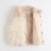billiga Girl&amp;#39;s Downs &amp;amp; Pufferjacka-Barns Flickor Västkappa Ärmlös Svart Vit Gul Ensfärgat Ficka Höst Vinter Neutral Skola 4-12 år