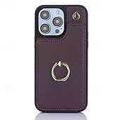 お買い得  iPhone用ケース-電話 ケース 用途 iPhone 16 Pro Max プラス iPhone 15 プロマックスプラス iPhone 14 13 12 11 Pro Max Plus iPhone 14 Pro Max iPhone 13 12 11 Pro Max バックカバー バンカーリング ストラップ付き カード挿入口 レトロ風 TPU PUレザー
