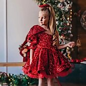 baratos Vestidos de Festa-Infantil Para Meninas Vestido de festa Côr Sólida Manga Longa Espetáculo Com Transparência Princesa Doce Com Transparência Longuette Vestido da bainha Vestido De Tule Verão Primavera Outono Crianças