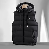 billiga Herrarnas puffer väst-Herr Pufferjacka Pufferväst Väst Gilet Quiltad väst Dagligen Datum Semester Mode Ledigt Höst vinter Ficka Polyester Håller värmen Bekväm Slät Dragkedja Huva Normal Svart Blå Grå Väst