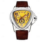 cheap Mechanical Watches-Jargar Top Brand Automatic Mechanical Men Army Triangle Calendar 24 hour Dial Real Leather Sport Wrist Watch