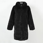 billiga Herrjackor och -rockar-Herr Vinterjacka Fleece-jacka Fuskpälskappa Dagligen Semester Håller värmen Håller värmen Fleece Höst vinter Leopardtryck Mode Streetwear Huva Lång Svart Vit Gul Jacka