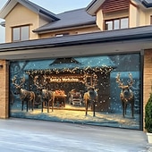 Christmas Door Decorations Outdoor Garage Door Cover Xmas Tree Banner Farmhouse Large Christmas Backdrop for Holiday Outdoor Garage Door Home Wall Decorations 43