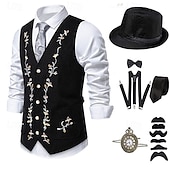 levne oblečení-Retro Řvoucí 20s 20. léta 20. století Úbory Vesta Sada příslušenství Gentleman Pánské předvečer Všech svatých Karneval Nový rok Večírek Plesová maškaráda Silvestr Dospělé Nákrčník Vesta Více doplňků