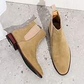 abordables Bottes de Chelsea-bottines chelsea en simili-suède pour homme – bottines décontractées à enfiler avec empiècements latéraux élastiques pour un usage quotidien, style vintage