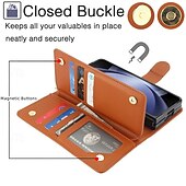 economico Cover Samsung-telefono Custodia Per Piegatura a Z 7 Z Fold 6 Z Fold 5 Z Fold 4 Z Fold 3 Copertura Posteriore con Supporto Con Cinturino da Polso Slot per Carte Retrò TPU Pelle PU