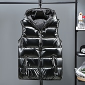 preiswerte Herren Steppweste-Herren Puffer Weste Kapuzenweste Gepolstert Weste Steppweste Täglich Verabredung Urlaub Modisch Brautkleider schlicht Herbst Winter Tasche Polyester warm halten Komfortabel Feste Farbe Reisverschluss