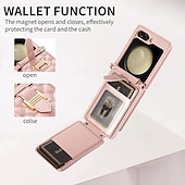 お買い得  サムスン用ケース-電話 ケース 用途 Z Flip 5 Z Flip 4 Z Flip 3 バックカバー スタンド付き ストラップ付き リストストラップ付き レトロ風 TPU PUレザー