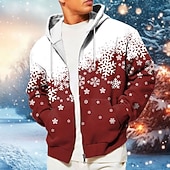 economico Abito da scena natalizia-natale uomo scena natalizia felpe con cappuccio 3d fiocco di neve moda stampa 3d festa vacanza felpe con cappuccio rosso con cappuccio cerniera coulisse autunno inverno maglietta firmata