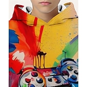 billiga Pojkens 3D Sporter &amp; Spel-Pojkar 3D Grafisk Spel Huvtröja Långärmad Vår Höst Mode Streetwear Barn 4-12 år Huva Utomhus Ledigt Dagligen Normal