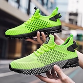 baratos Ténis para Homem-tênis esportivos respiráveis verde neon masculino – tênis de corrida de malha leve com sola acolchoada