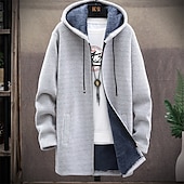 baratos suéter cardigã masculino-Homens Sueter Cardigan Suéter com zíper Suéter de malha Estriado Tricotar Túnica Patchwork Bolsos Tecido Com Capuz Moda Clássico Roupa Diária Encontro Roupa Outono &amp; inverno Preto Vinho L XL 2XL