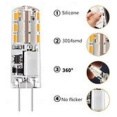 رخيصةأون أضواء LED ثنائي الدبوس-مجموعة من 10 لمبات ليد G4 بدون وميض - تيار متردد/تيار مستمر 12 فولت SMD3014 24/48 ليد بديلة من السيليكون لإضاءة الثريا الهالوجين