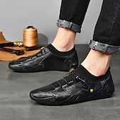 economico Sneakers da uomo-sneakers casual slip-on da uomo in pelle con caviglia in maglia a rete e suola flessibile - ideali per l&#039;uso quotidiano e le attività all&#039;aperto