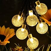 halpa Aurinkokiekevalot-20 m aurinko-LED-lyhtyvalo, 200 kuplapallo-LED-nauha, vedenpitävä ulkokäyttöön joulupuutarhan koristeluun 1 setti