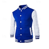 preiswerte Herrenjacken &amp; Herrenmäntel-Herren Leichte Jacke Sommerjacke Bomberjacke übergangsjacke Urlaub Alltagskleidung Warm Klassicher Stil Frühling &amp; Herbst Farbblock Komfort Freizeit Stehkragen Hellgrau Wein Schwarz Dunkelmarine Blau
