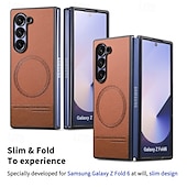 זול מארז סמסונג-טלפון מגן עבור קיפול Z 6 Z Fold 5 Z Fold 4 Z Fold 3 כיסוי אחורי מגנטי תמיכה בטעינה אלחוטית עמיד בזעזועים רטרו TPU PC