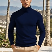 billige genser for menn-Herre Pullover genser Strikket genser Riflet Strikke Normal Strikket عادي Rullekrage Mote Fritid Dagligdagstøy Stevnemøte Klær Høst vinter Kamel Vin S M L