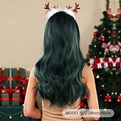 economico Parrucche trendy sintetiche-parrucche lunghe e ricce con frangia parrucche sintetiche da donna vestito natalizio focus della festa must-have perfetto per feste in maschera
