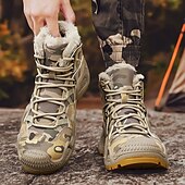 levne Turistické boty-pánské maskáčové zimní turistické boty s kožešinovou podšívkou – voděodolné zateplené outdoorové sněhule
