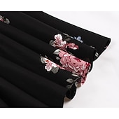 baratos Vestidos-Retro Vintage Anos 50 Hepburn Vestidos Floral Poá Linha A Decote Redondo Fantasia Mulheres Carnaval Ano Novo Baile de Máscaras Casual / Diário Festa de Solteira Adulto Vestido