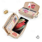voordelige Samsung-hoesje-telefoon hoesje Voor S24 Ultra S24 Plus S24 S23 S23 Ultra S23 Plus S22 S22 Ultra Achterkant Wallet Card Case Rits met draagkoord met polsband Retro TPU PU-nahka