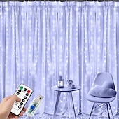 Χαμηλού Κόστους Τροφοδότηση με USB-3x3M Ευέλικτα Φωτιστικά Κουρτίνας LED 300 LEDs Φωτιστικά Σχοινιού LED με 13-Κλειδί Τηλεχειριστήριο USB Τροφοδοτούμενα Χαμηλής Τάσης Ζεστό Λευκό  RGB Ασφαλή για Διακόσμηση Δωματίου  Κουρτίνας