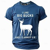 ieftine Tricouri amuzante pentru bărbați-Bărbați Cerb Tricou Manșon scurt Tricou Tipărire 3D Stil Nautic Cămașă Zilnic Casual Stil de strada Sport exterior Vânătoare Albastru piscină Maro Trifoi Primavara vara Îmbrăcăminte S M L XL XXL XXXL
