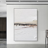 お買い得  風景画-手描きのわびさびアートワーク絵画壁アート油絵キャンバスに手作りベージュ抽象画一組ベージュテクスチャ壁アートニュートラル抽象壁アートボヘミアンウォールデコレーション