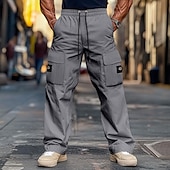 preiswerte Cargohosen-Herren Cargohose Cargohosen Hose Hosen Freizeithose Tasche Elastische Taille Gerade geschnitten Glatt Komfort Weich In voller Länge Outdoor Täglich Ausgehen Modisch Strassenmode Schwarz Armeegrün